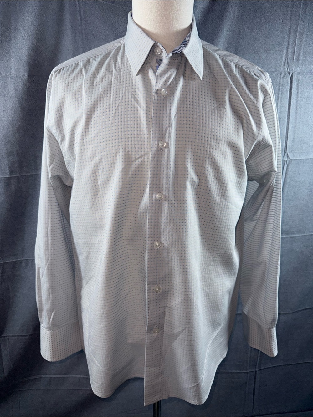 2968-TALLIA Men's Pale Blue Micro-Pattern Dress Shirt